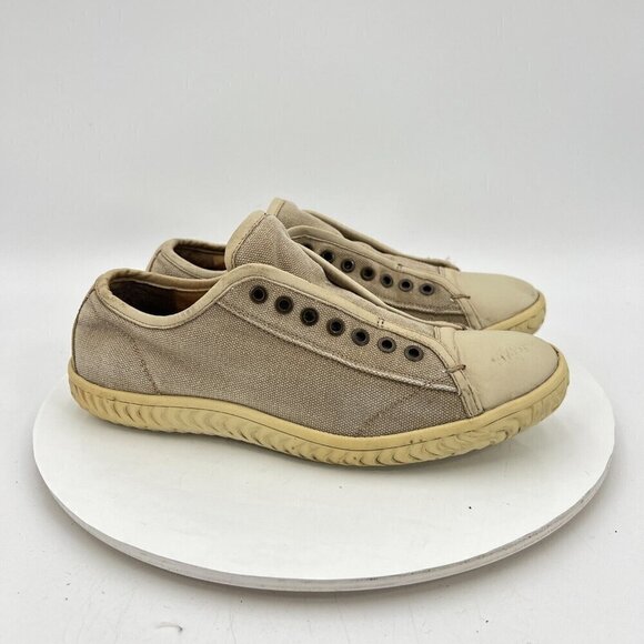 John Varvatos Men Size 7M Cream Washed Canvas Leather Pull On Laceless Shoes - Picture 4 of 15